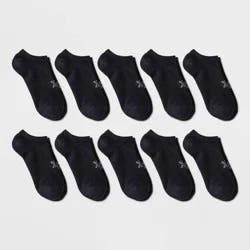 Women's Cushioned Active 10pk No Show Socks - All In Motion™ Black 4-10: Arch Support, Zone Cushioning