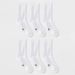 Women's Cushioned Foundation 6pk Athletic Crew Socks - All In Motion™ White 4-10: Recycled Polyester, Arch Support, Zone Cushioning