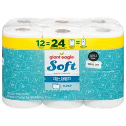 Giant Eagle Soft Bath Tissue, 12 Double Rolls