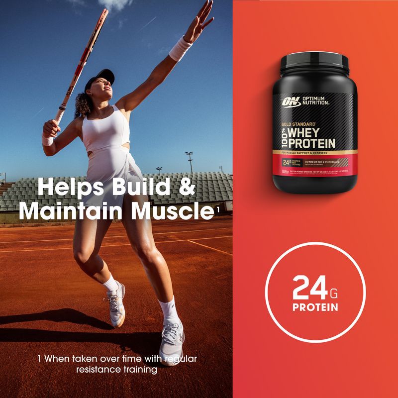 slide 4 of 11, Optimum Nutrition Protein Powder Tub - Chocolate - 1.55lbs: Whey for Muscle Growth, 1.55 lb