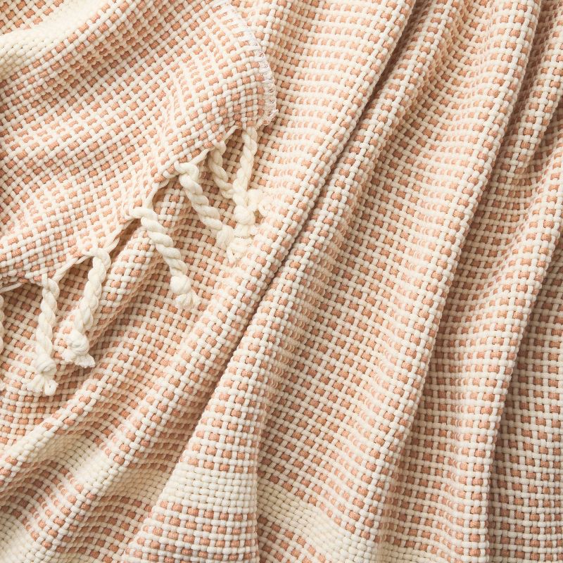 slide 3 of 3, Threshold designed w/Studio McGee 50"x60" Throw Border Stripe Woven Medium Orange and Cream - Threshold™ designed with Studio McGee, 1 ct