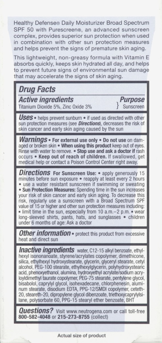 slide 2 of 5, Neutrogena Healthy Defense Daily Moisturizer for Sensitive Skin with SPF 50, Mineral Sunscreen with Zinc Dioxide & Titanium Dioxide, Oil-Free & Fragrance-Free, 1.7 fl. oz, 1.7 fl oz