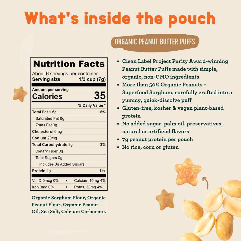 slide 9 of 14, Mission MightyMe Nutty Puffs Baby Snacks - Organic Peanut Butter - 1.5oz, 1.5 oz