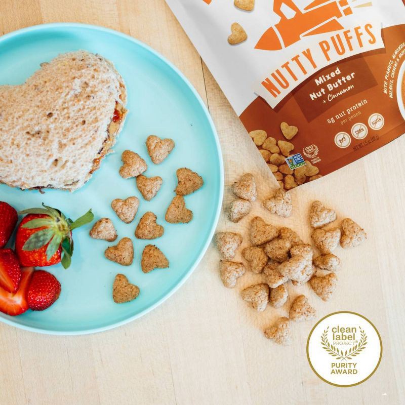 slide 11 of 17, Mission MightyMe Nutty Puffs Baby Snacks - Mixed Nut Butter 1.5oz - 1.5oz, 1.5 oz