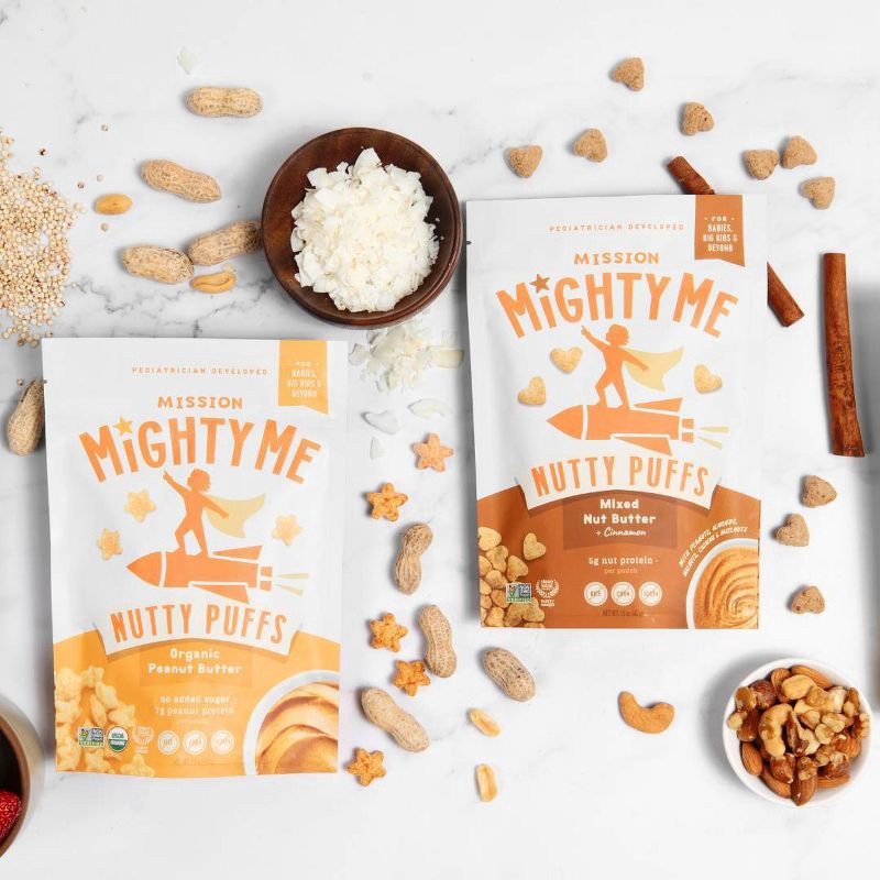 slide 12 of 17, Mission MightyMe Nutty Puffs Baby Snacks - Mixed Nut Butter 1.5oz - 1.5oz, 1.5 oz