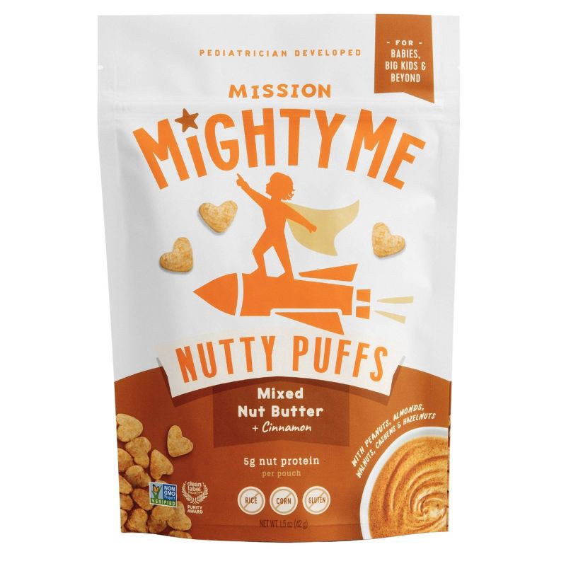 slide 1 of 17, Mission MightyMe Nutty Puffs Baby Snacks - Mixed Nut Butter 1.5oz - 1.5oz, 1.5 oz