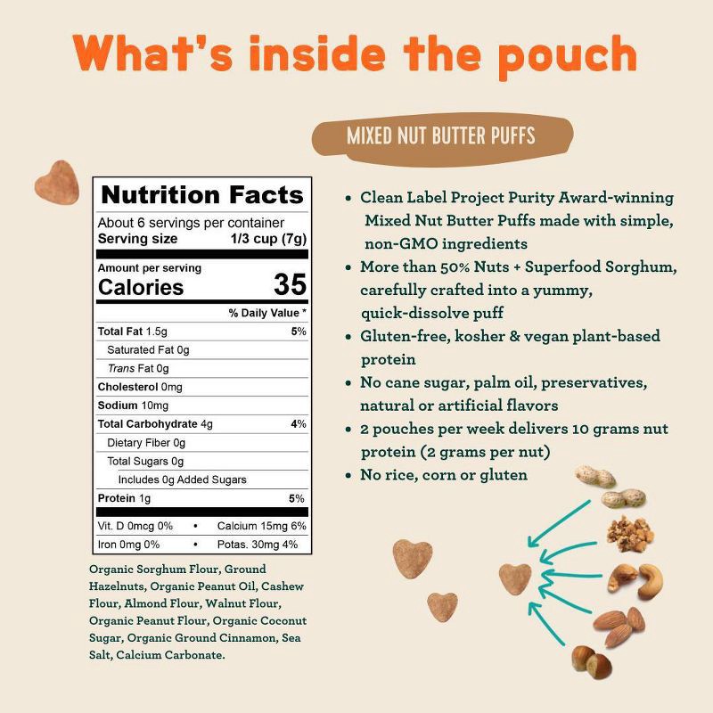 slide 9 of 17, Mission MightyMe Nutty Puffs Baby Snacks - Mixed Nut Butter 1.5oz - 1.5oz, 1.5 oz