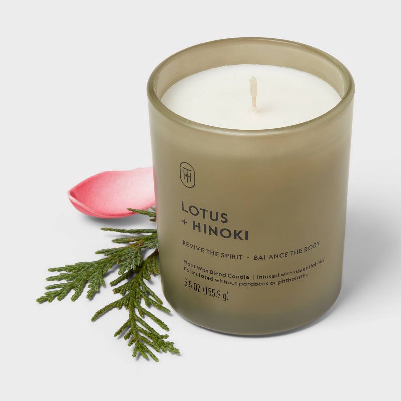 slide 3 of 4, Glass Lotus and Hinoki Jar Candle 5.5oz - Threshold™, 5.5 oz