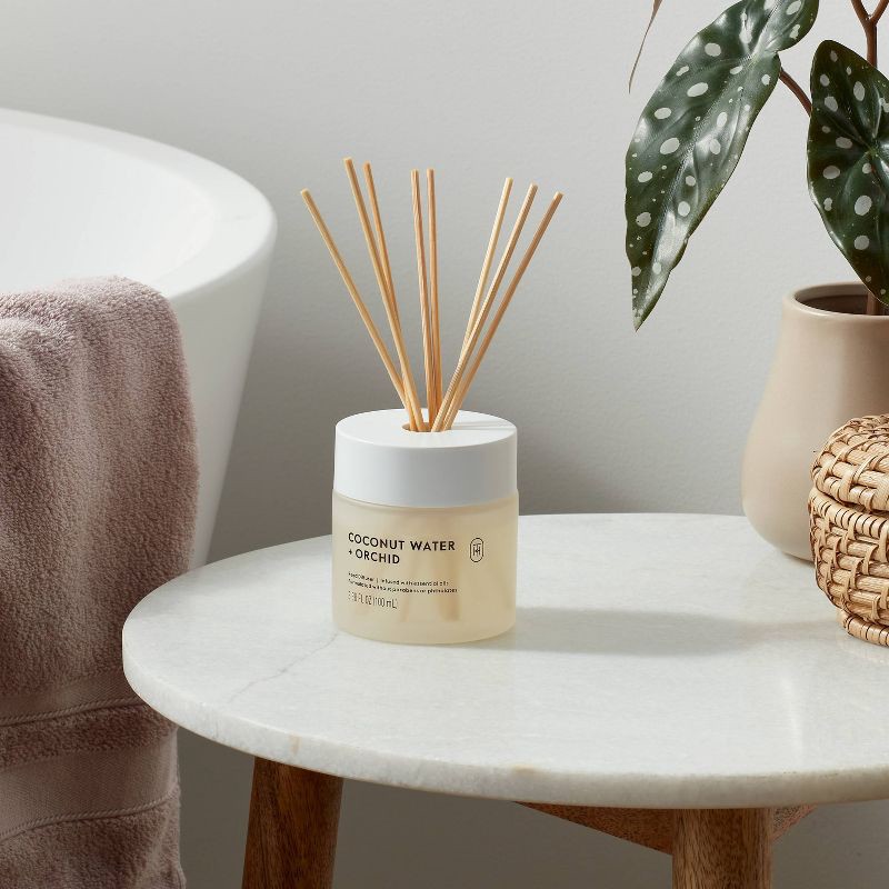 slide 2 of 3, Glass Reed Diffuser Coconut Water and Orchid 3.38 fl oz - Threshold™, 3.38 fl oz