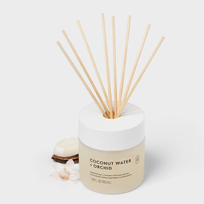 slide 3 of 3, Glass Reed Diffuser Coconut Water and Orchid 3.38 fl oz - Threshold™, 3.38 fl oz