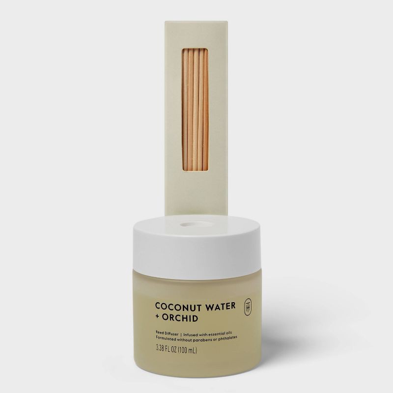 slide 1 of 3, Glass Reed Diffuser Coconut Water and Orchid 3.38 fl oz - Threshold™, 3.38 fl oz
