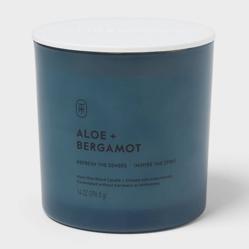 slide 1 of 3, 2 Wick Glass Aloe and Bergamot Jar Candle 14oz - Threshold™, 14 oz