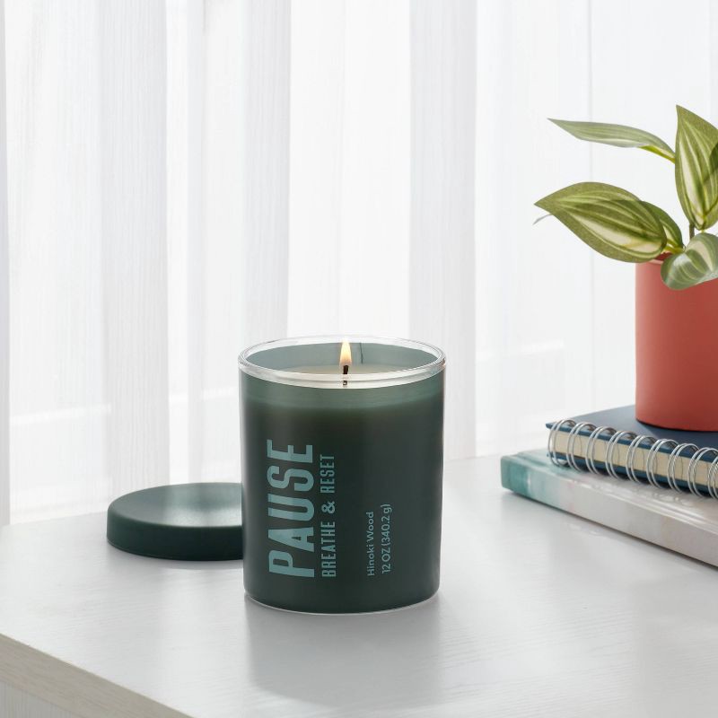 slide 2 of 3, Pause Hinoki Wood Jar Candle 12oz - Room Essentials™, 12 oz