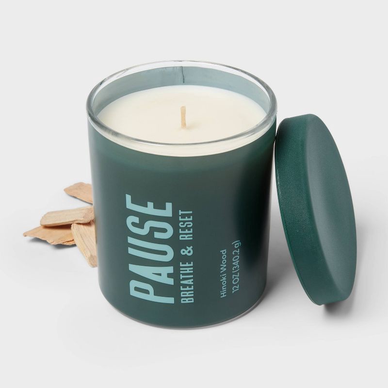 slide 3 of 3, Pause Hinoki Wood Jar Candle 12oz - Room Essentials™, 12 oz