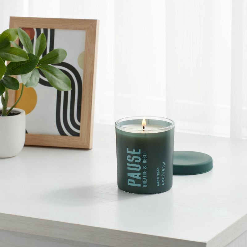 slide 2 of 3, Pause Hinoki Wood Jar Candle 6oz - Room Essentials™, 6 oz