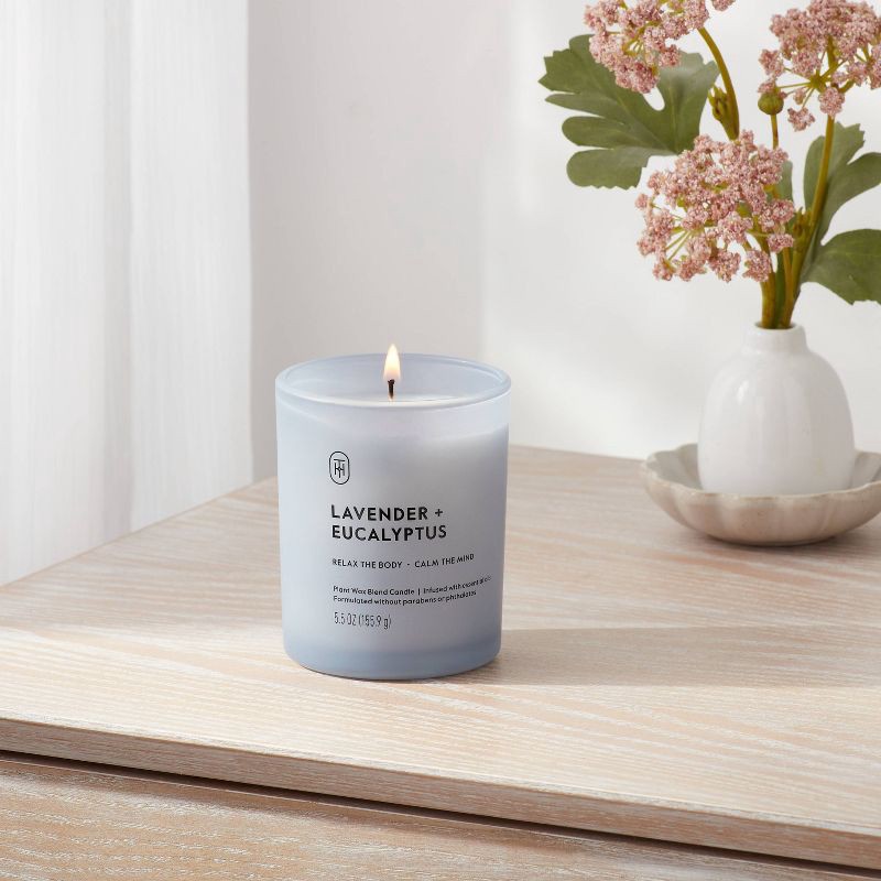 slide 2 of 4, Glass Lavender and Eucalyptus Jar Candle 5.5oz - Threshold™, 5.5 oz
