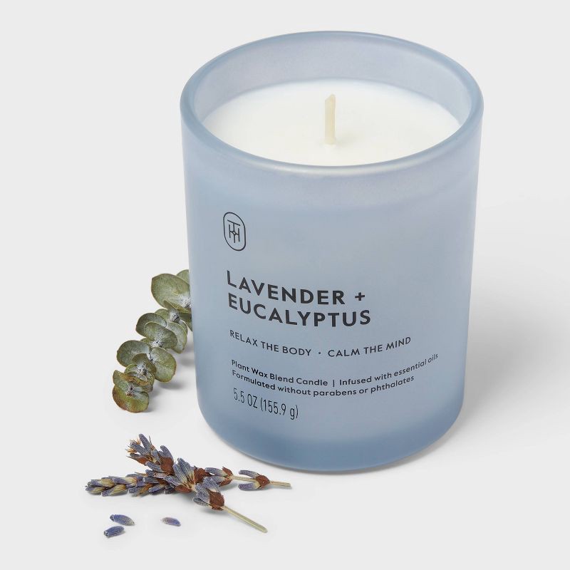 slide 3 of 4, Glass Lavender and Eucalyptus Jar Candle 5.5oz - Threshold™, 5.5 oz