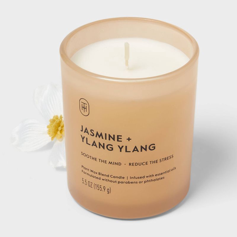 slide 3 of 4, Glass Jasmine and Ylang Ylang Jar Candle 5.5oz - Threshold™, 5.5 oz