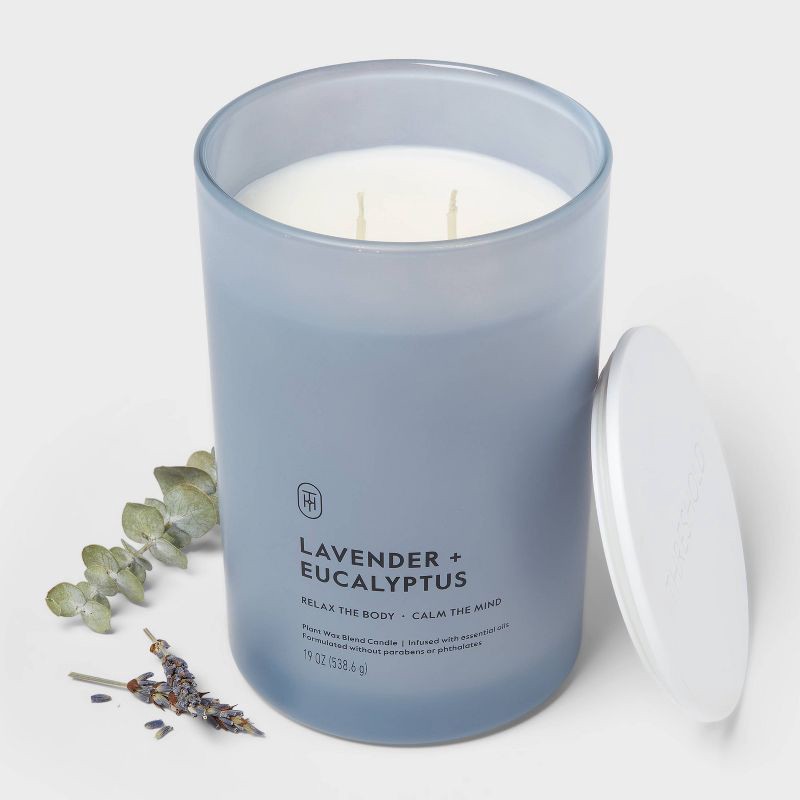 slide 3 of 3, 2 Wick Glass Lavender and Eucalyptus Jar Candle 19oz - Threshold™, 19 oz