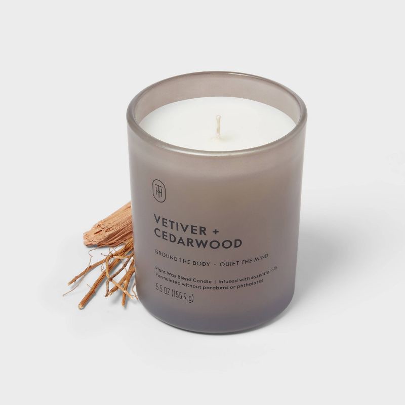slide 3 of 4, Glass Vetiver and Cedarwood Jar Candle 5.5oz - Threshold™, 5.5 oz