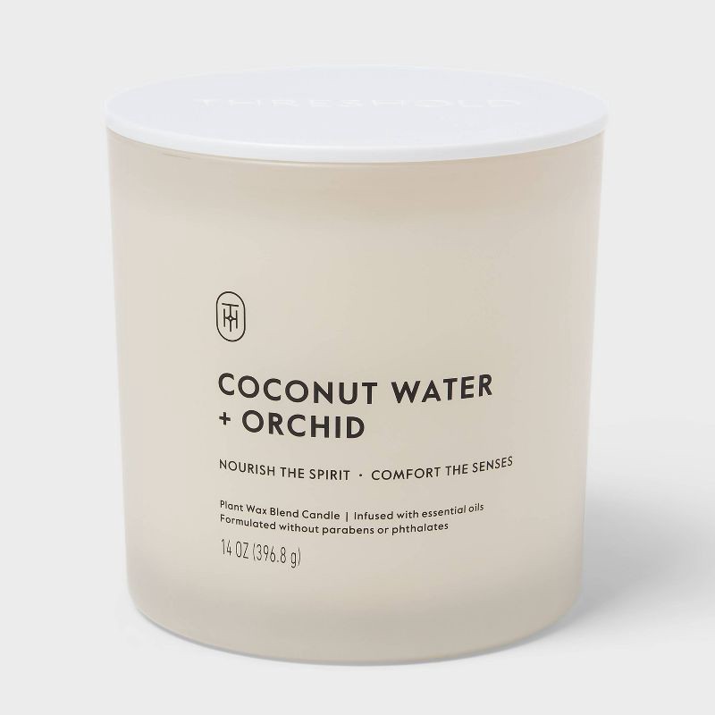 slide 1 of 3, 2 Wick Glass Coconut Water and Orchid Jar Candle 14oz - Threshold™, 14 oz
