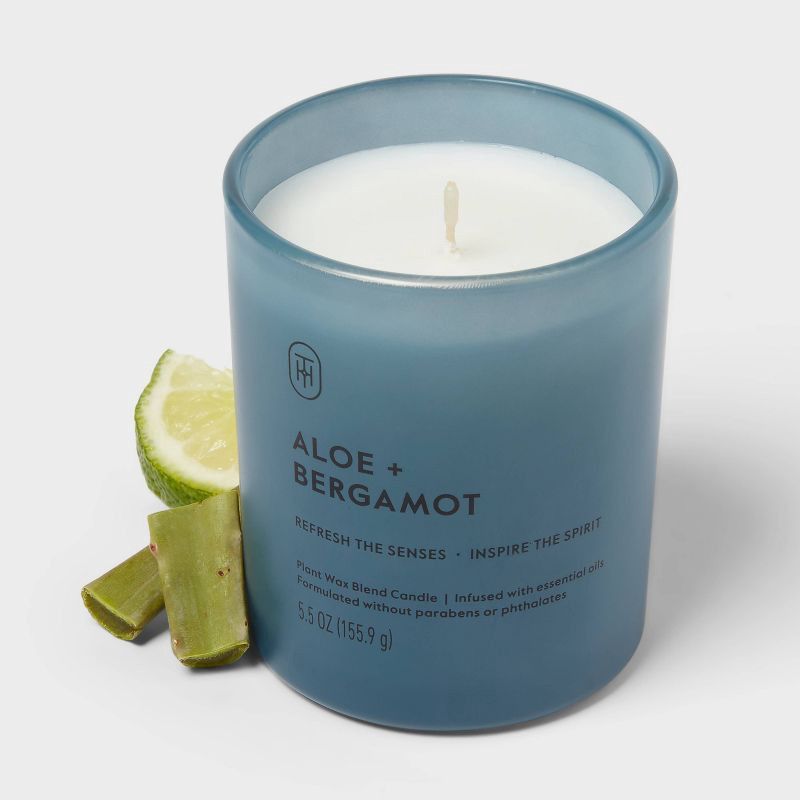 slide 3 of 4, Glass Aloe and Bergamot Jar Candle 5.5oz - Threshold™, 5.5 oz