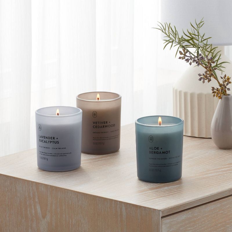 slide 2 of 3, 3pk Candle Gift Set Lavender and Eucalyptus + Aloe and Bergamot + Vetiver and Cedarwood - Threshold™, 3 ct