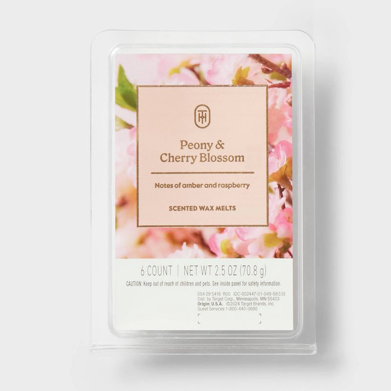 slide 1 of 3, 6ct Wax Melts Peony and Cherry Blossom 2.5oz - Threshold™, 6 ct; 2.5 oz