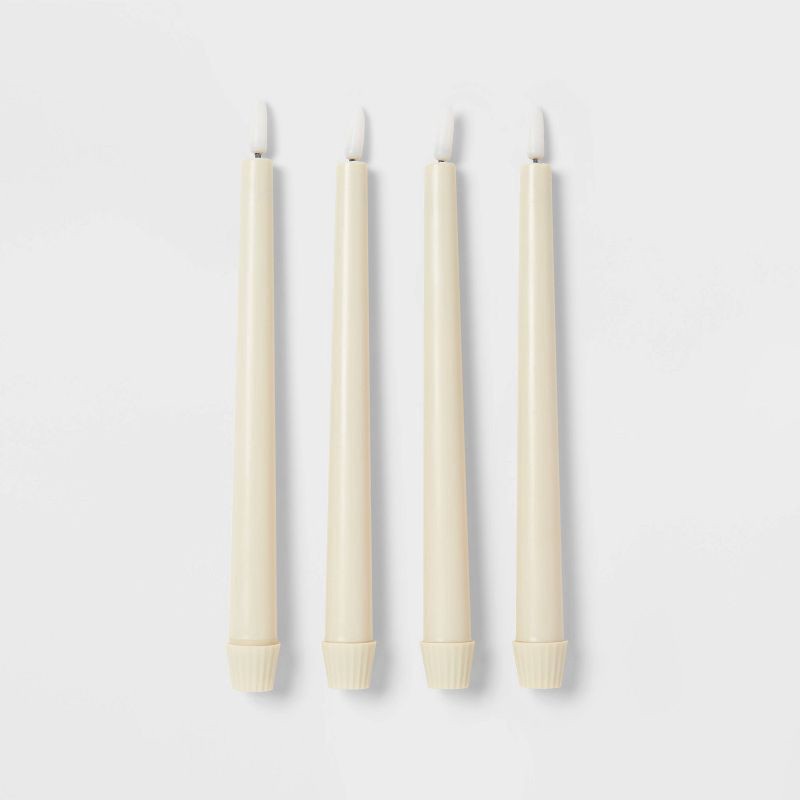 slide 3 of 3, 4pk LED Taper Candle Set Cream - Threshold™, 4 ct