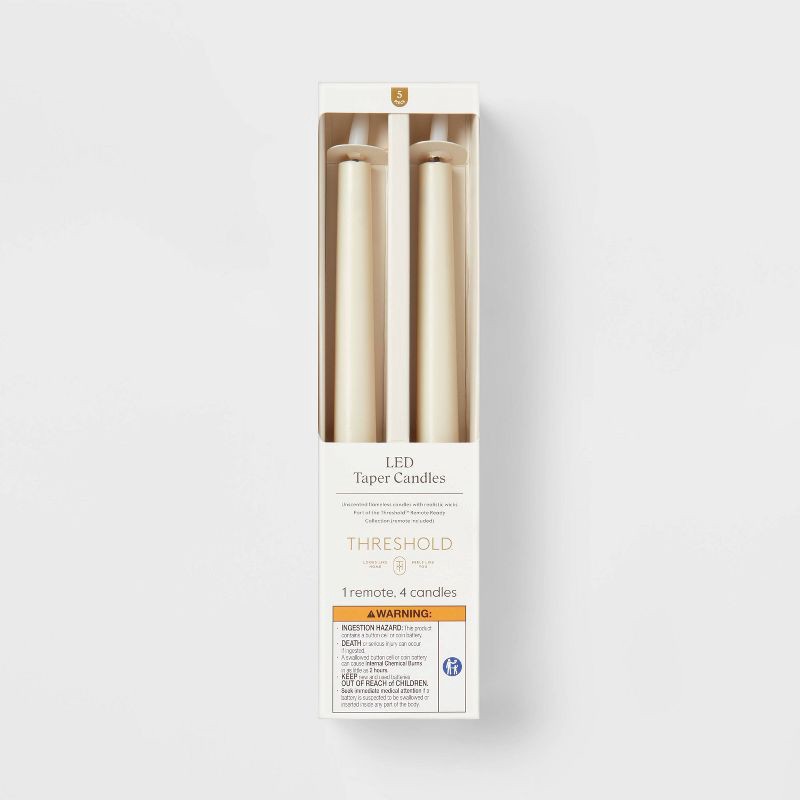 slide 1 of 3, 4pk LED Taper Candle Set Cream - Threshold™, 4 ct