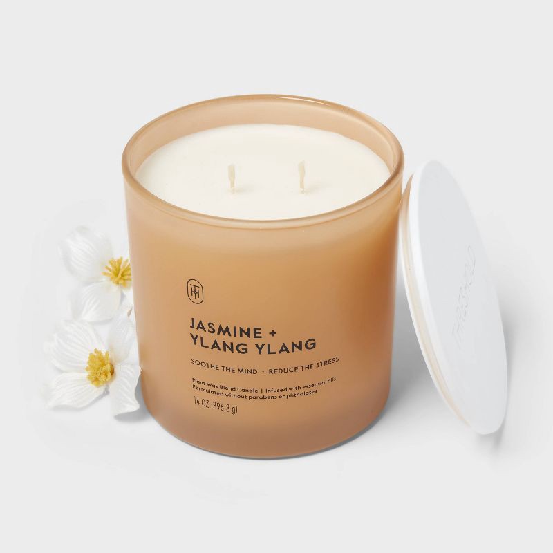 slide 3 of 3, 2 Wick Glass Jasmine and Ylang Ylang Jar Candle 14oz - Threshold™, 14 oz