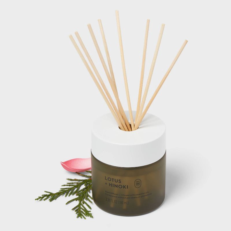slide 3 of 3, Glass Reed Diffuser Lotus and Hinoki 3.38 fl oz - Threshold™, 3.38 fl oz