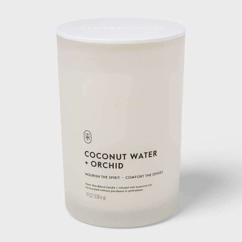 slide 1 of 3, 2 Wick Glass Coconut and and Orchid Jar Candle 19oz - Threshold™, 19 oz