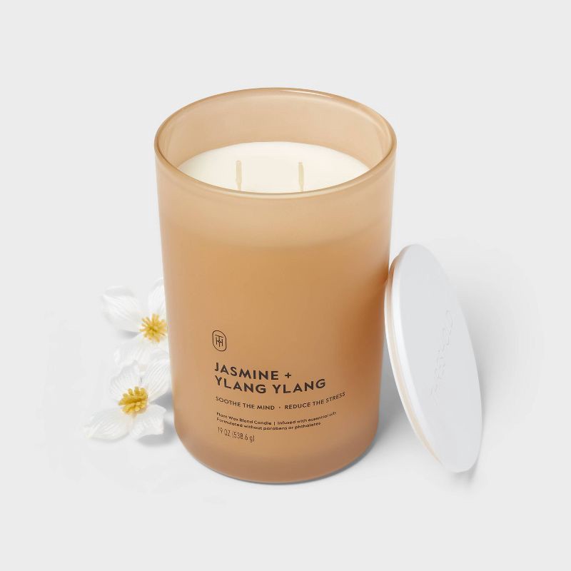 slide 3 of 3, 2 Wick Glass Jasmine and Ylang Ylang Jar Candle 19oz - Threshold™, 19 oz