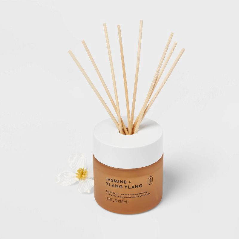 slide 3 of 3, Glass Reed Diffuser Jasmine and Ylang Ylang 3.38 fl oz - Threshold™, 3.38 fl oz