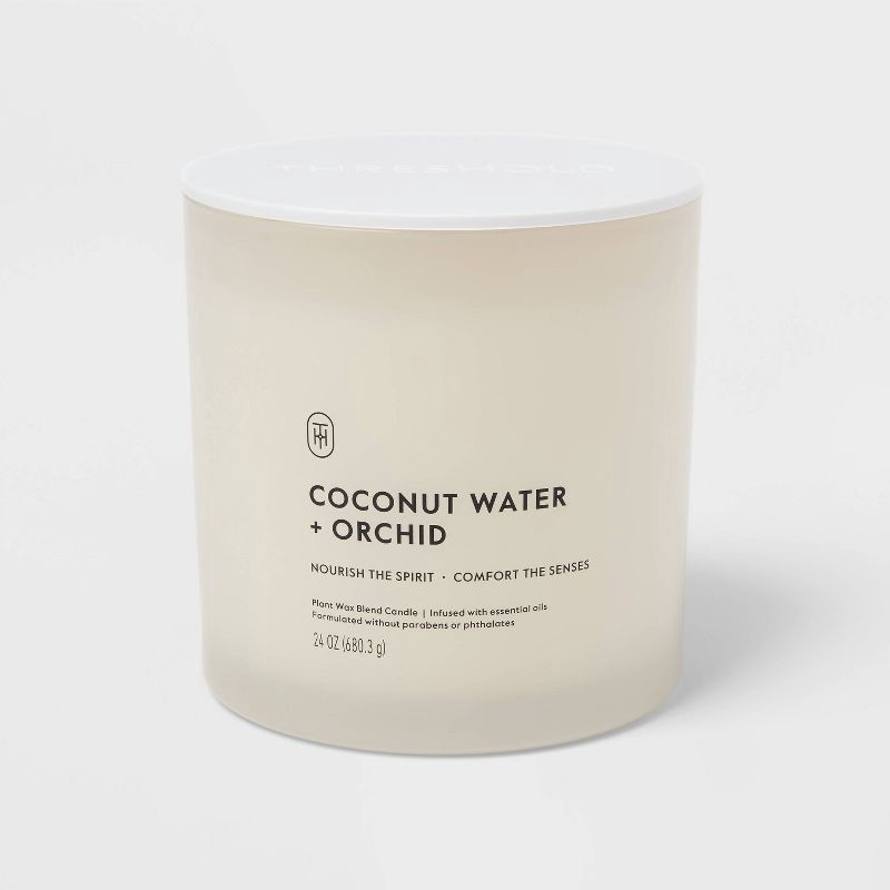 slide 1 of 3, 3 Wick Glass Coconut Water and Orchid Jar Candle 24oz - Threshold™, 24 oz