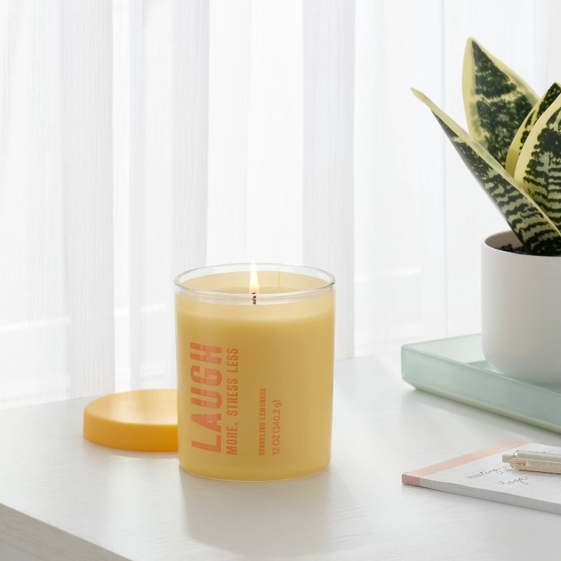slide 2 of 3, Laugh Sparkling Lemonade Jar Candle 12oz - Room Essentials™, 12 oz
