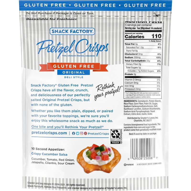 slide 5 of 7, Snack Factory Pretzel Crisps Original Gluten Free - 5oz, 5 oz