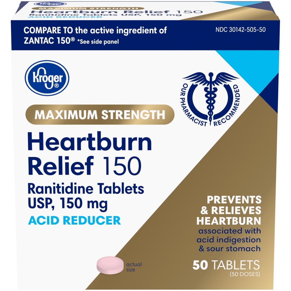 slide 1 of 1, Kroger Heartburn Relief Acid Reducer Tablets, 50 ct