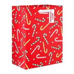 American Greetings 13" Large Christmas Gift Bag Candy Canes on Red