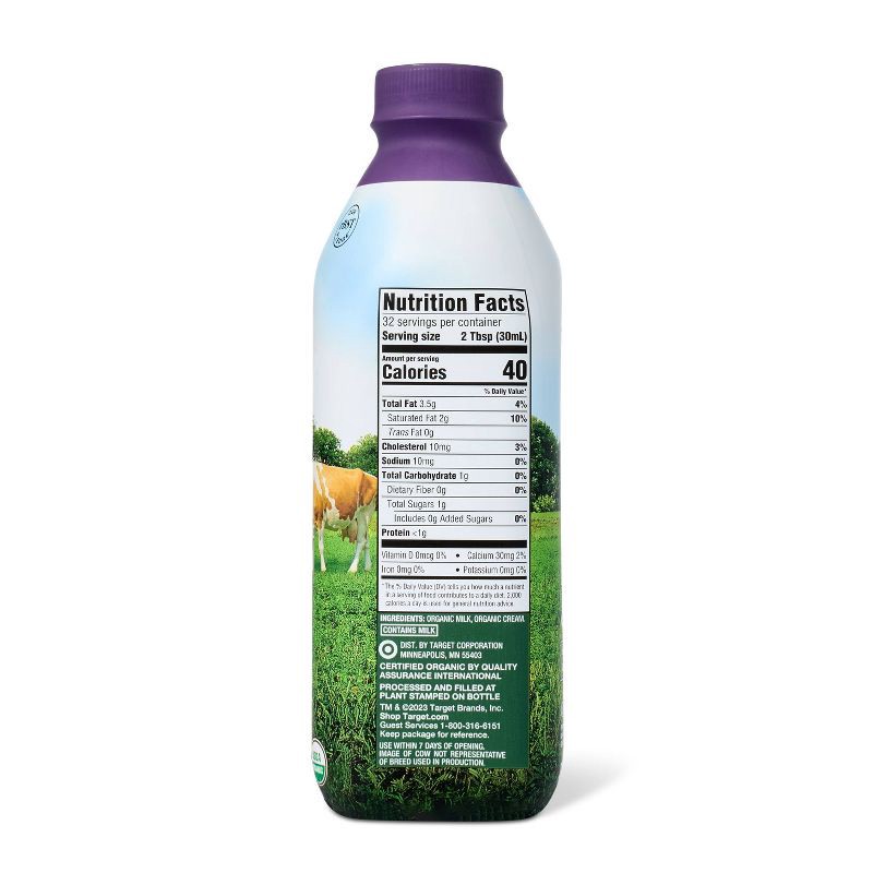 slide 2 of 4, Organic Half & Half - 32 fl oz - Good & Gather™, 32 fl oz