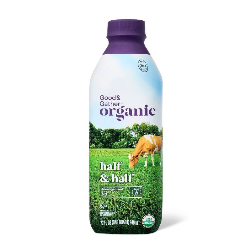 slide 1 of 3, Organic Half & Half - 32 fl oz - Good & Gather™, 32 fl oz