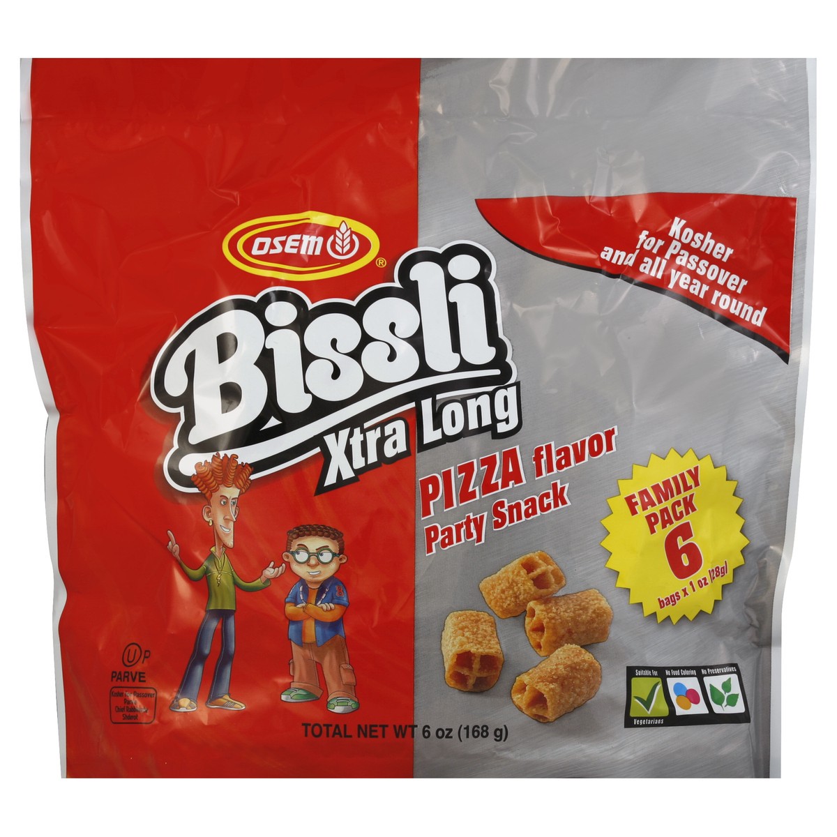 slide 2 of 3, Osem Bissli Xtra Long Pizza Flavor Wheat Snacks Multipack - Kosher For Passover, 6 oz