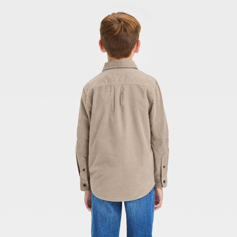 slide 2 of 3, Boys' Long Sleeve Flannel Button-Down Shirt - Cat & Jack™ Beige M, 1 ct