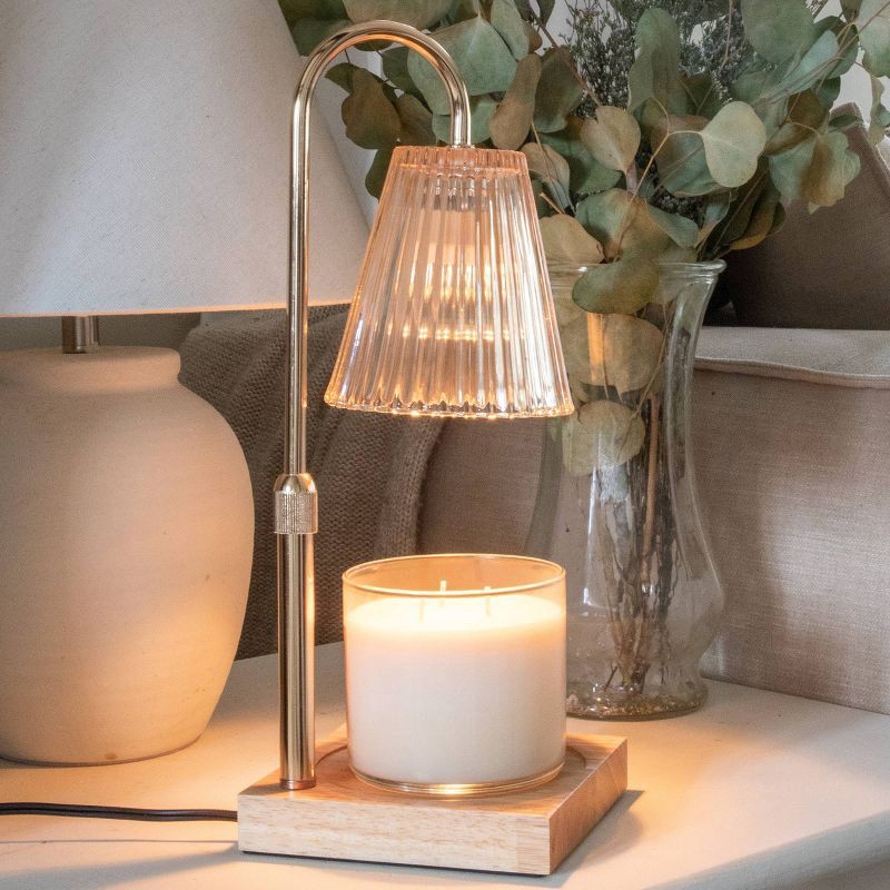 slide 3 of 5, Sparoom Candle Lamp Warmer Crystal Ribbed Shade: Electric Glass Warmer, Contemporary Decor, Rose Gold, 1 ct