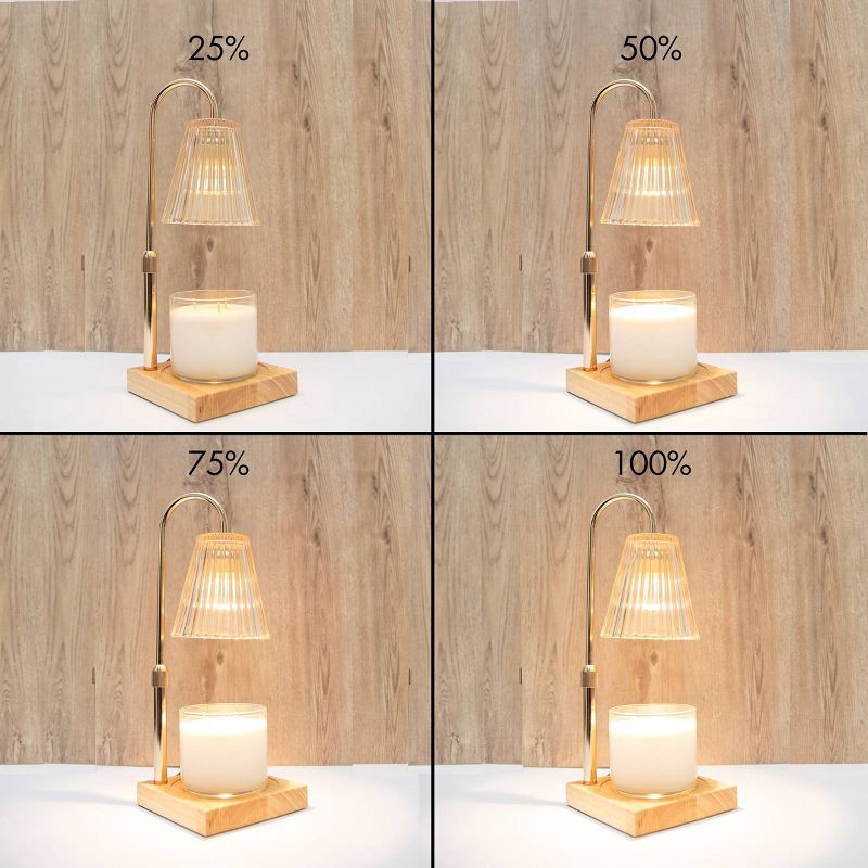 slide 4 of 5, Sparoom Candle Lamp Warmer Crystal Ribbed Shade: Electric Glass Warmer, Contemporary Decor, Rose Gold, 1 ct