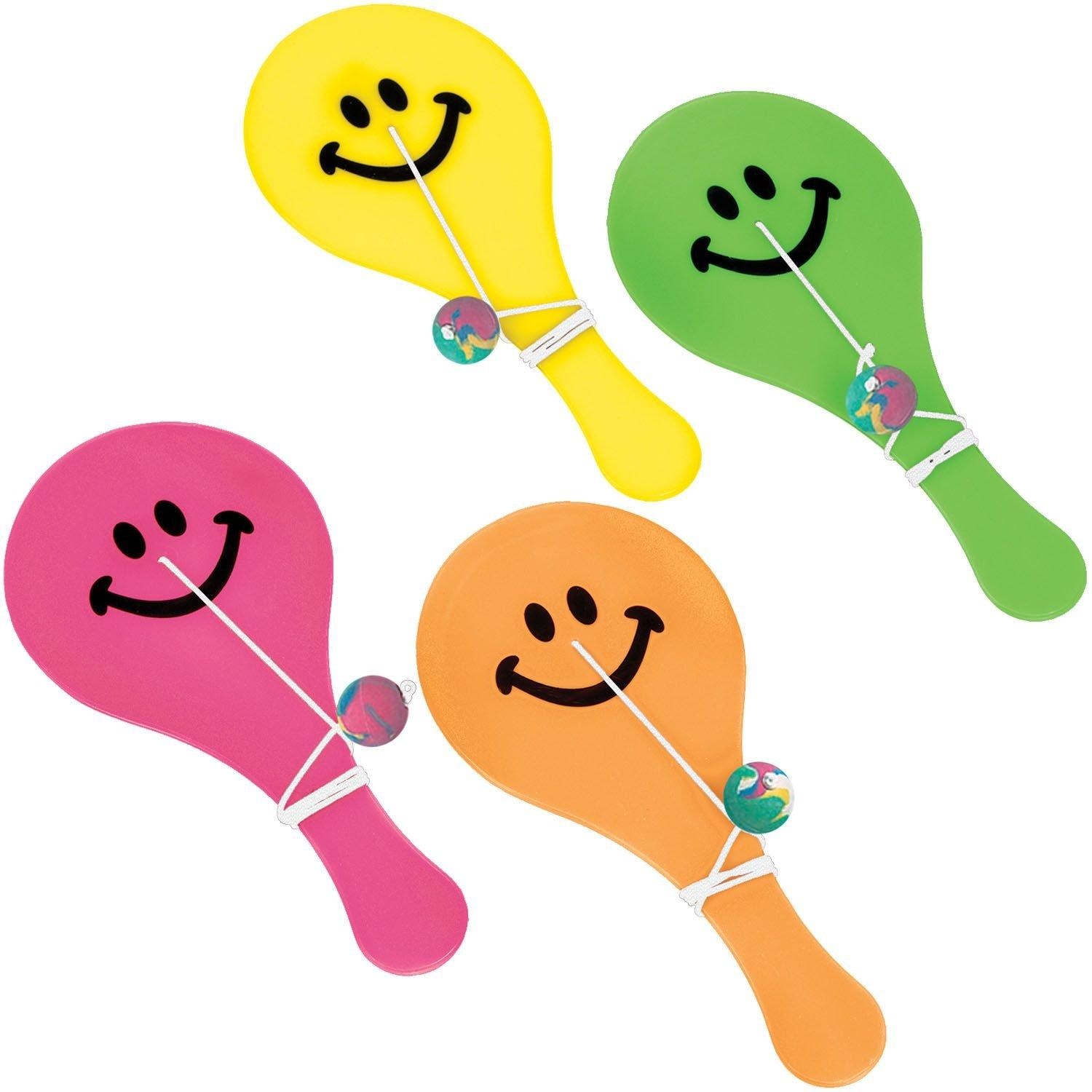 slide 1 of 1, Party City Bright Smiley Paddle Balls, 16 ct