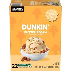 Dunkin' Donuts Dunkin' Butter Pecan Flavored Medium Roast Coffee - Keurig K-Cup Pods – 22ct