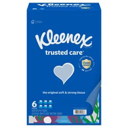 Kleenex Trusted Care Facial Tissues, 6 Flat Boxes, 160 Tissues per Box, 2-Ply (960 Total Tissues)