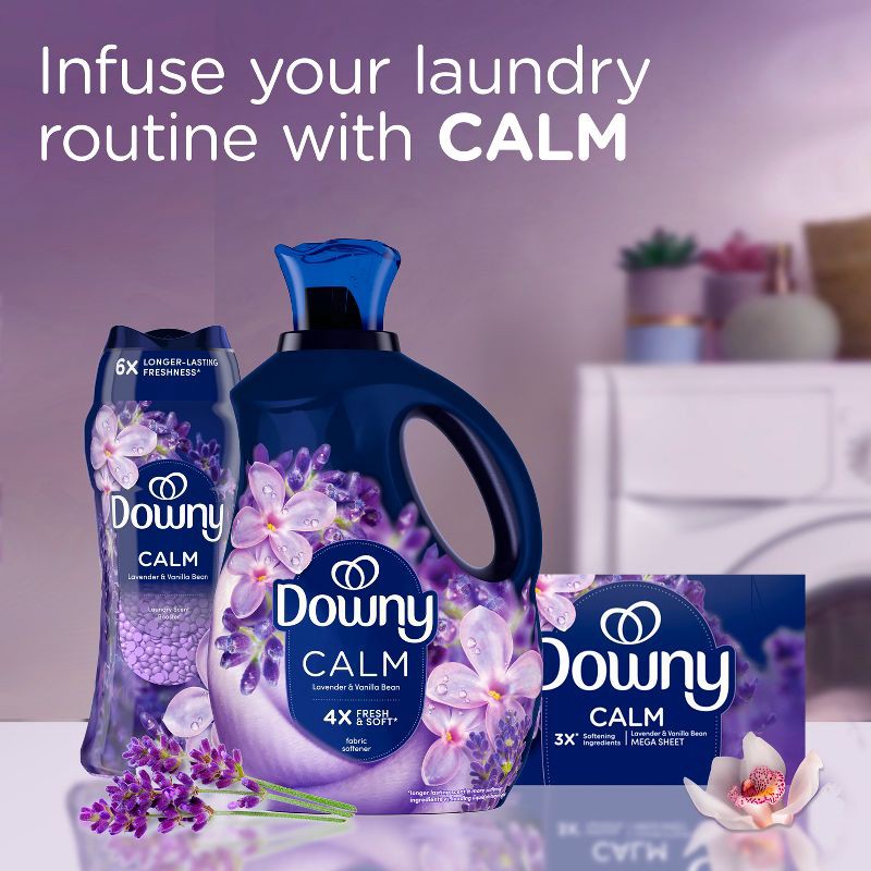 slide 9 of 11, Downy Ultra Soft + Calm Lavender & Vanilla Beans Liquid Fabric Softener - 56 fl oz, 56 fl oz